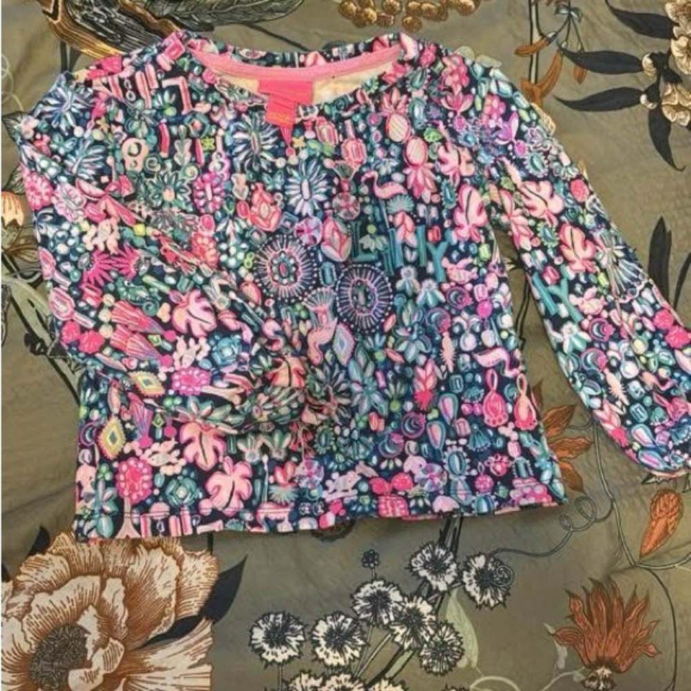 Lilly Pulitzer Kids Floral Sweatshirt - Pink and Blue size 2/3